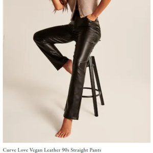 NWT Abercrombie & Fitch Curve Love Vegan Leather 90s Straight Pants sz 26